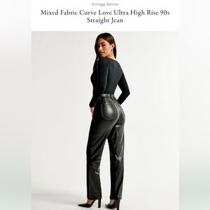 Abercrombie mixed fabric curve love ultra high rise 90s straight jean